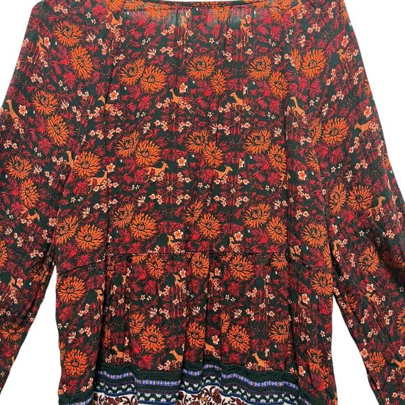 Old Navy Women’s Floral Boho Peasant Blouse M | Long Sleeve Tassel Top - Picture 13 of 14